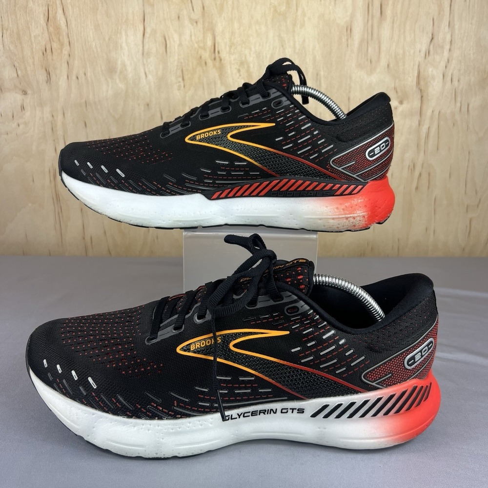 Brooks Glycerin GTS 20 Mens Sz 12.5 Black Fiery Red Running Shoes 1103831D090